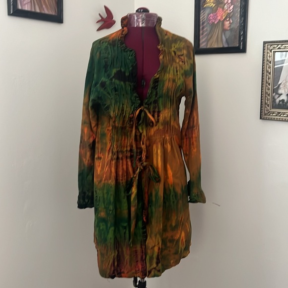 Tie dye, coat, duster, jacket, nwt, 100 percent cotton, jarli coat, artsy - Picture 4 of 12